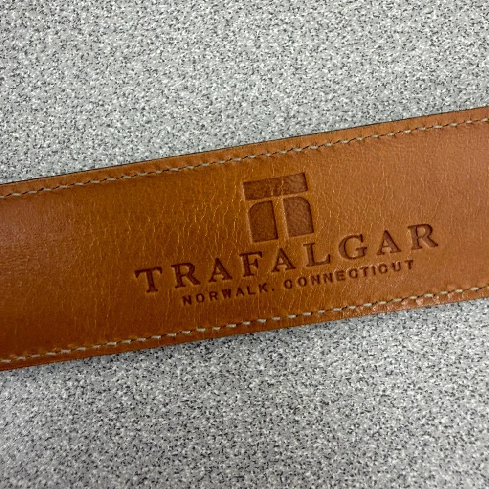 Trafalgar Belt Mens 42 Brown Cortina Leather Dress Brass Buckle USA Made 1.25